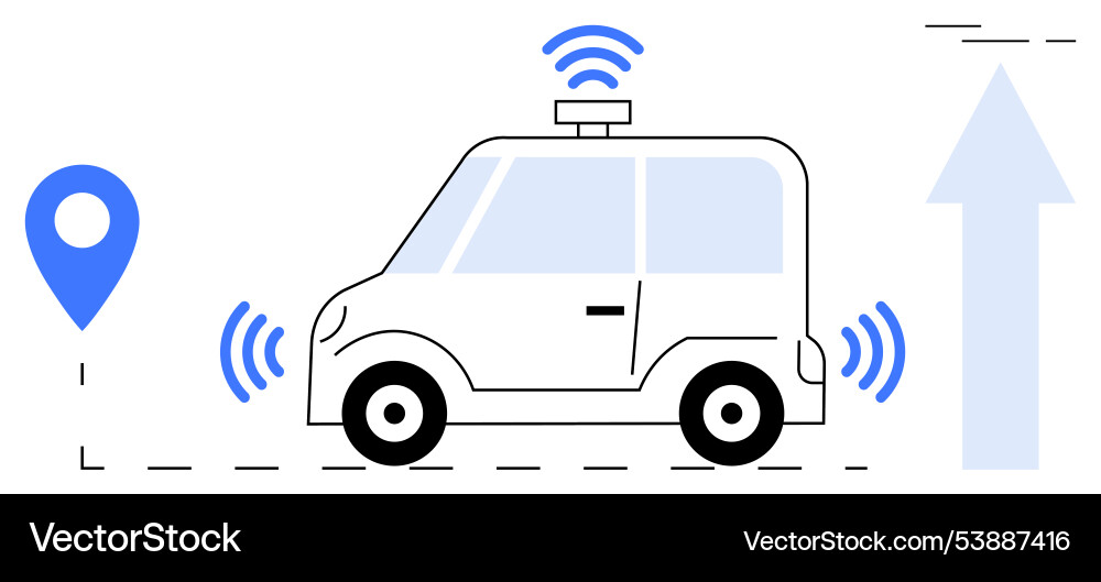 Autonomous car with gps navigation and wireless Autonomous car with gps navigation and wireless Vector Image