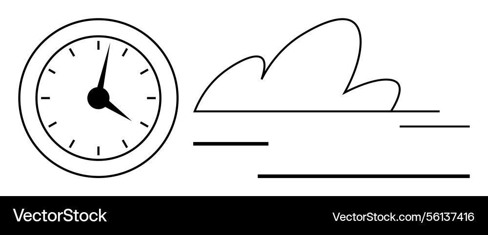 Clock and cloud with speed lines representing fast Vector Image