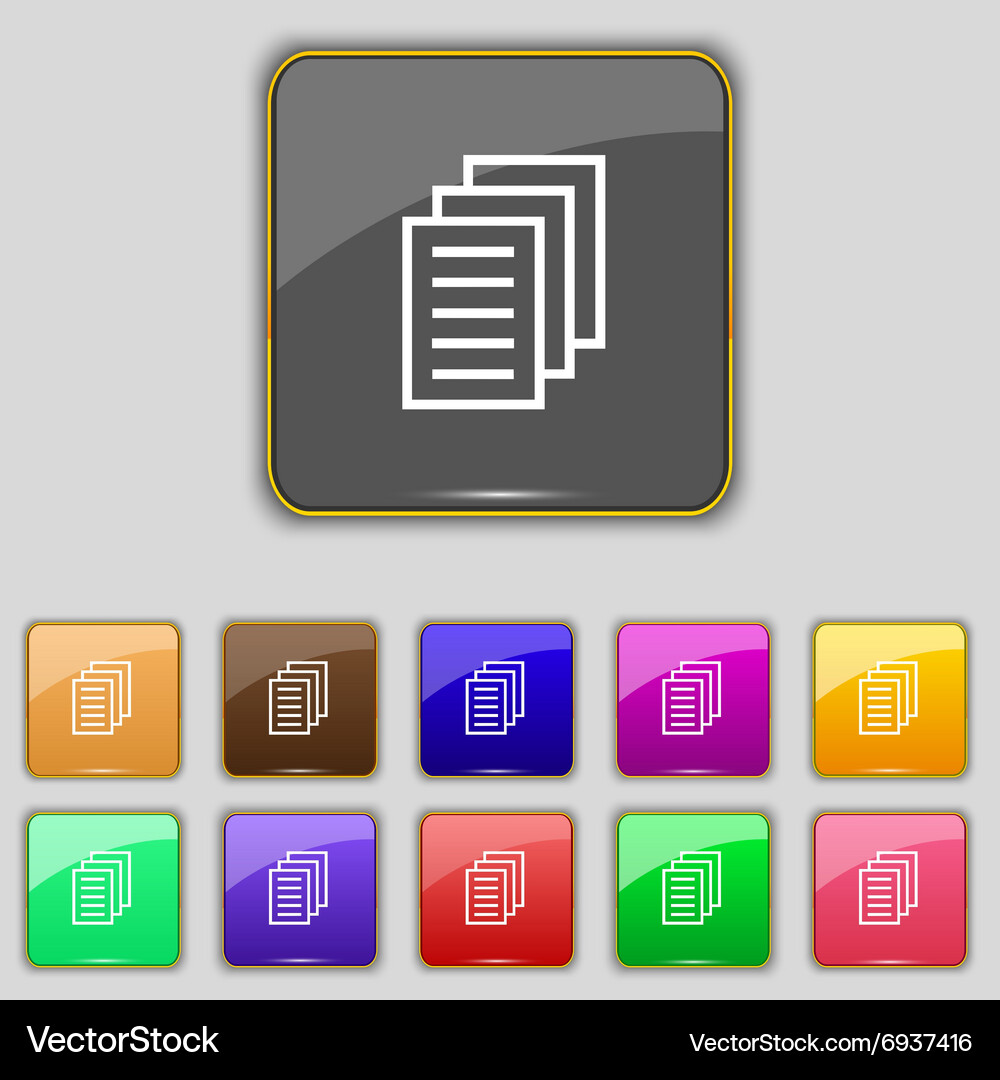 Copy file duplicate document icon sign set Vector Image