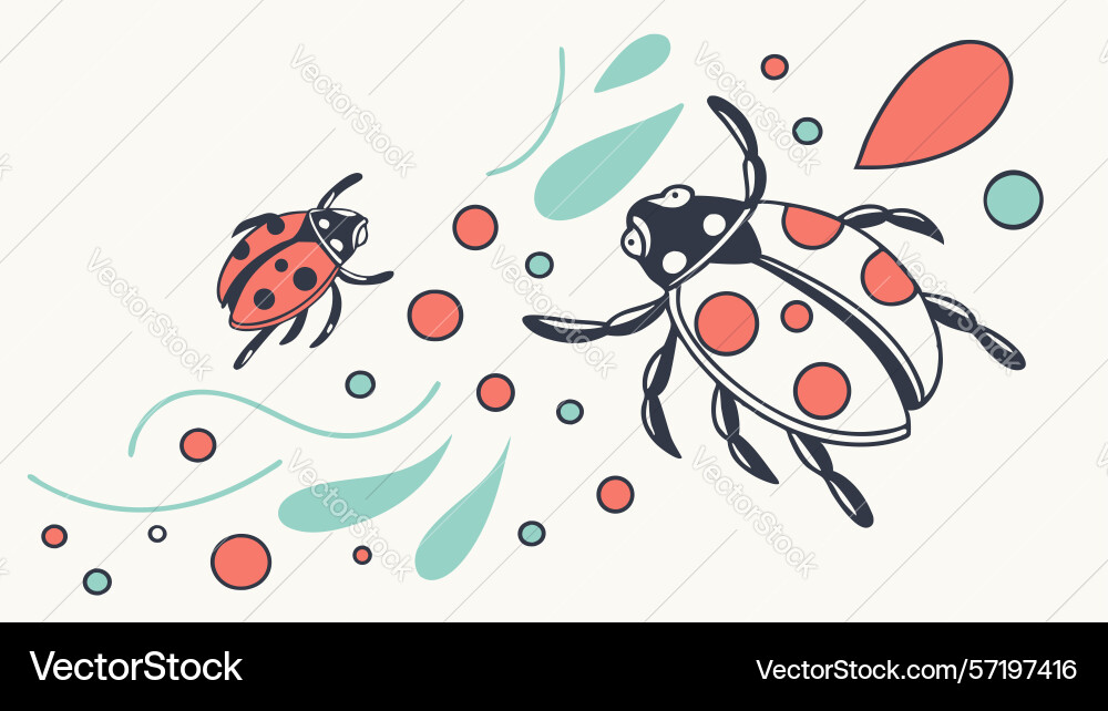 Dynamic ladybug with colorful abstract splatter Vector Image