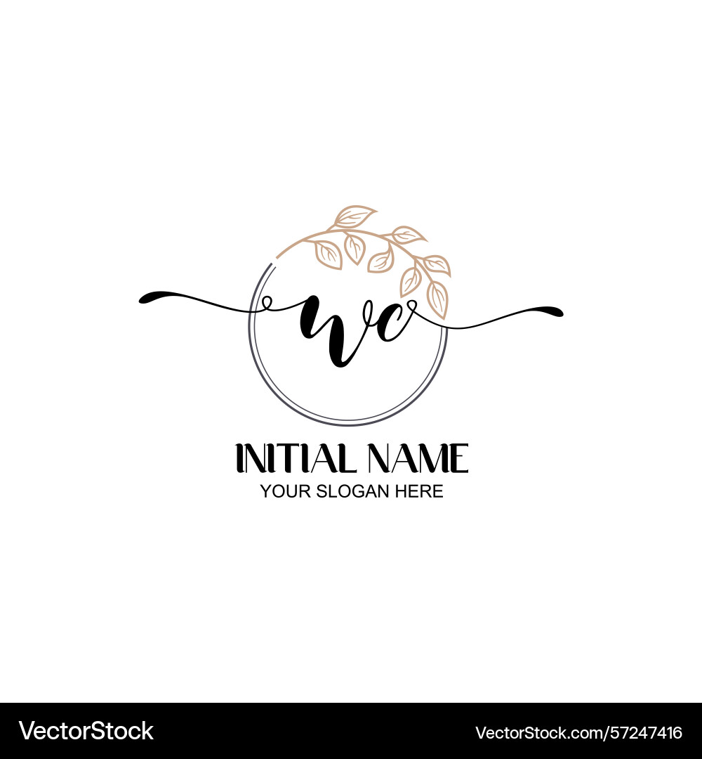 Elegant wc initial logo design with botanical Elegant wc initial logo design with botanical Vector Image