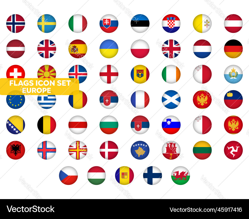 European Flag Icons - Circle Style Vector Image