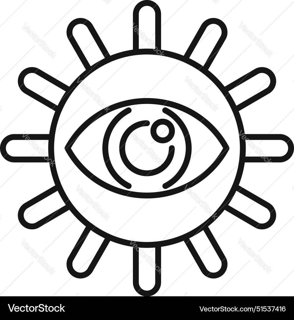 Eye in sun icon line art Royalty Free Vector Image