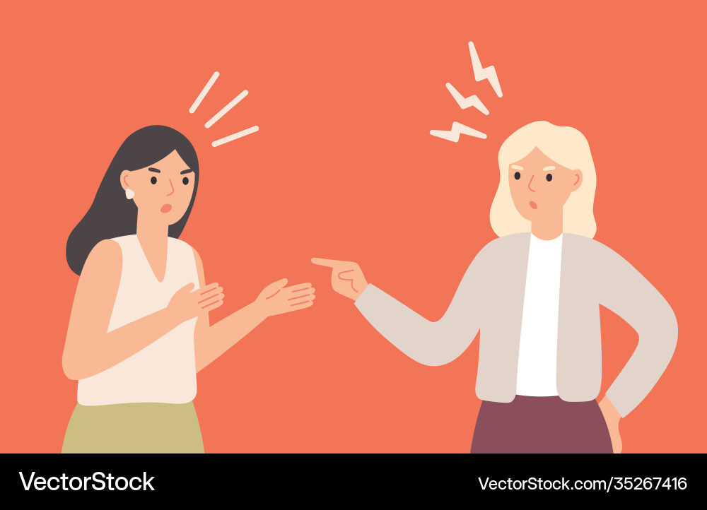 Female friends arguing yelling at each other vector image