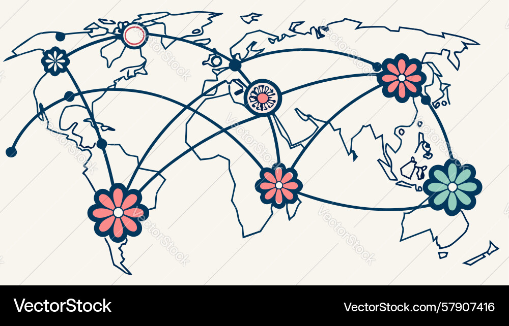 Global network map with connecting world points Vector Image
