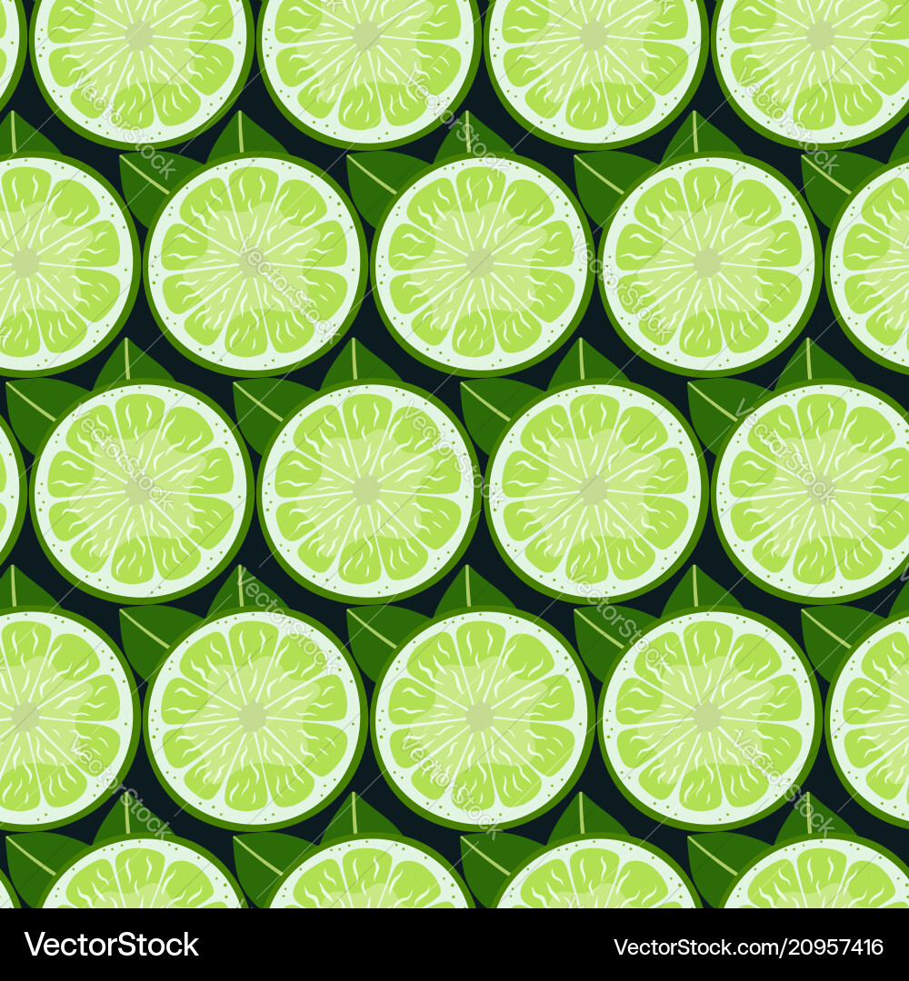 Lime fruit slices seamless pattern colorful Vector Image