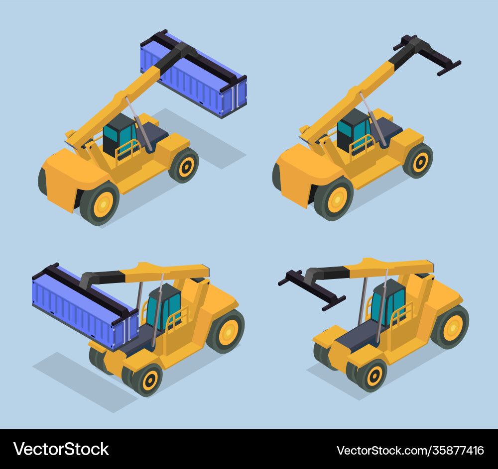 Reach Stacker Loader Isometric Vector Image