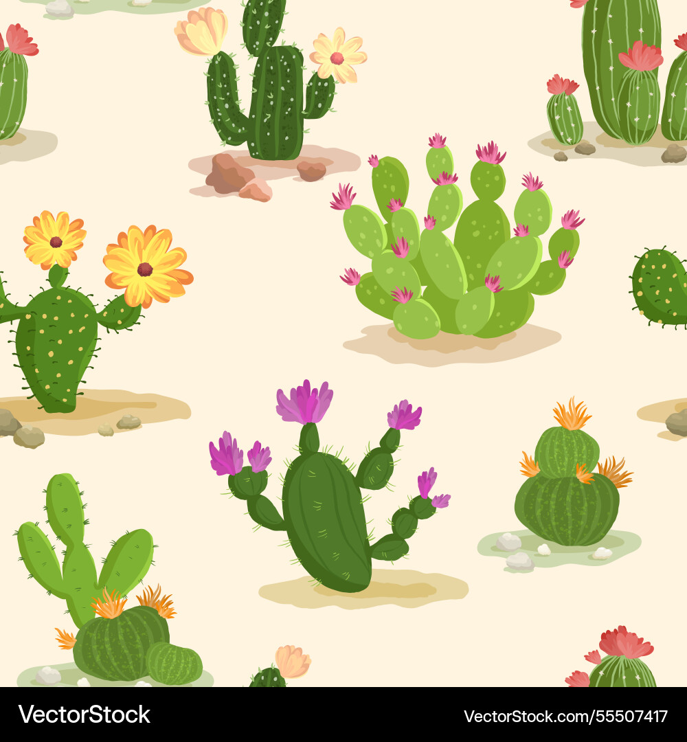 Cactus collections seamless pattern Cactus collections seamless pattern vector image