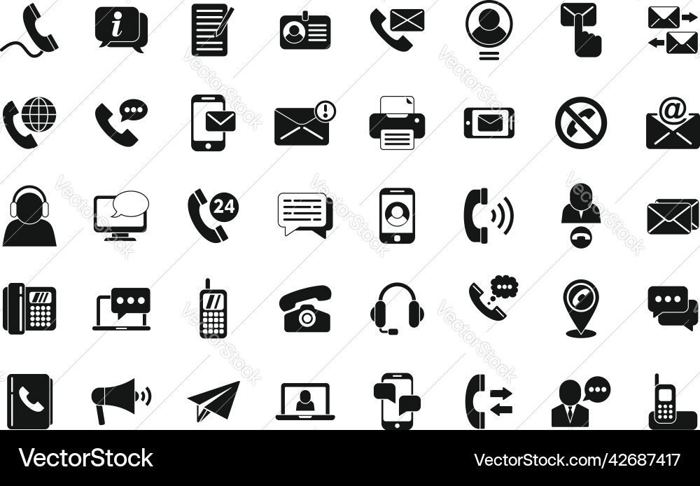Contact us icons set simple button call Contact us icons set simple button call vector image