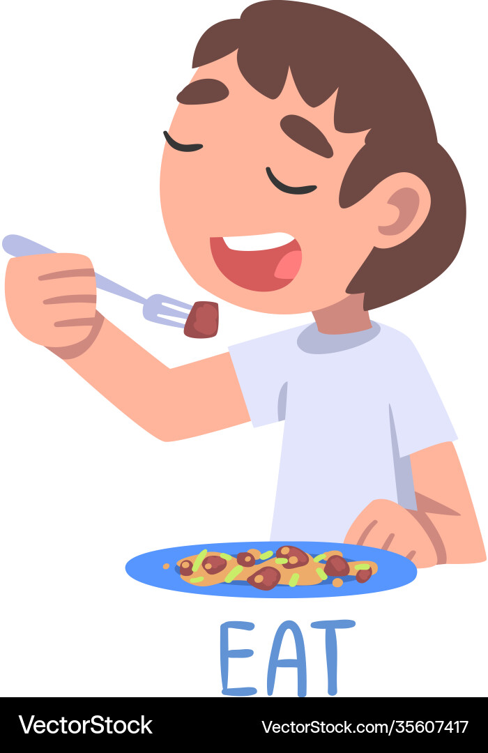 Eat word verb expressing action children Eat word verb expressing action children vector image