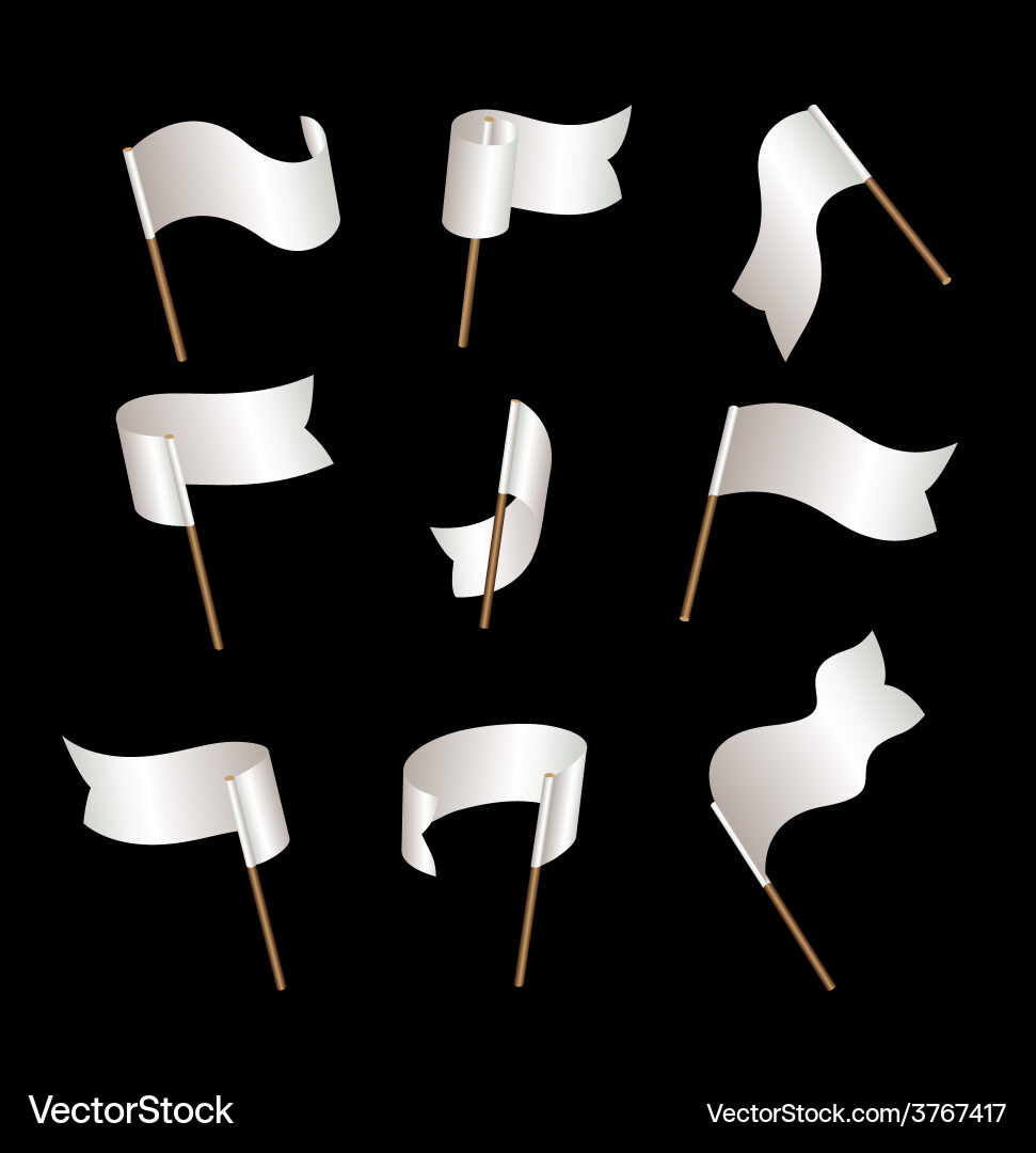 White Flag Set - Nine Empty Flags vector image