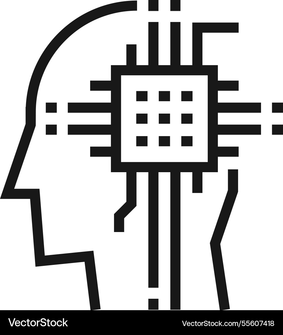 Artificial intelligence flat line web icon concept Artificial intelligence flat line web icon concept vector image
