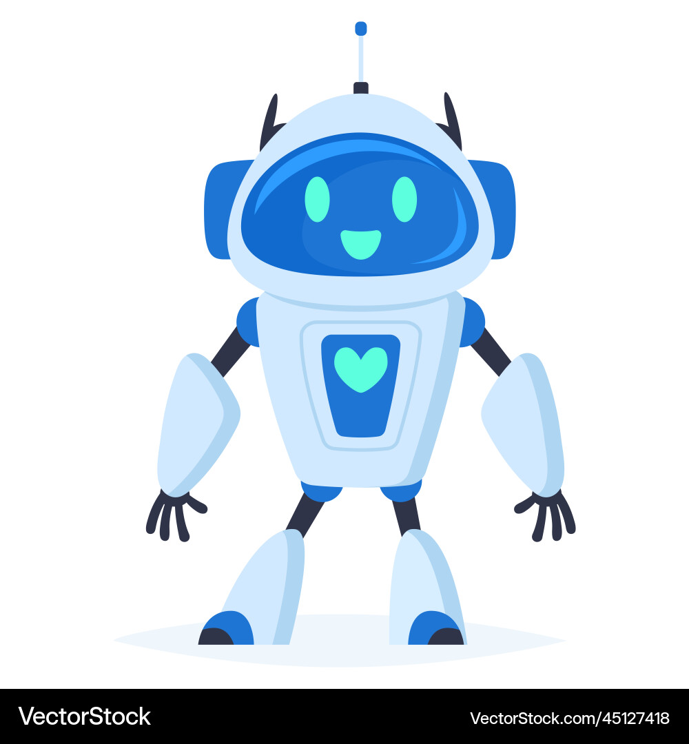 Cartoon digital cyborg cute robot mascot modern Cartoon digital cyborg cute robot mascot modern vector image