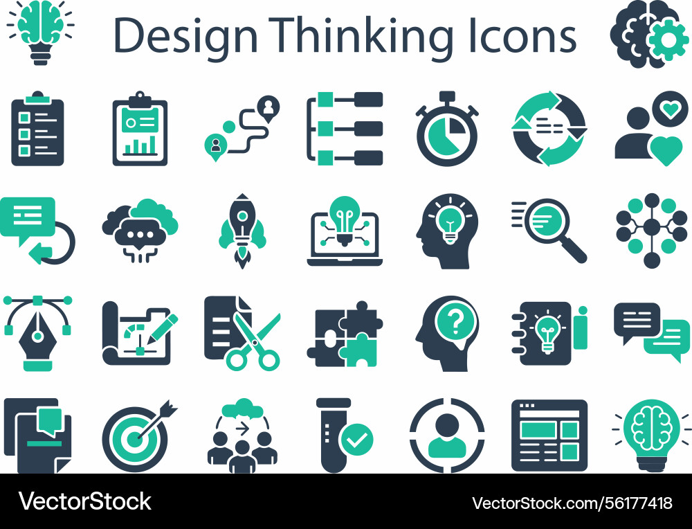 Design thinking creative process problem solving Vector Image