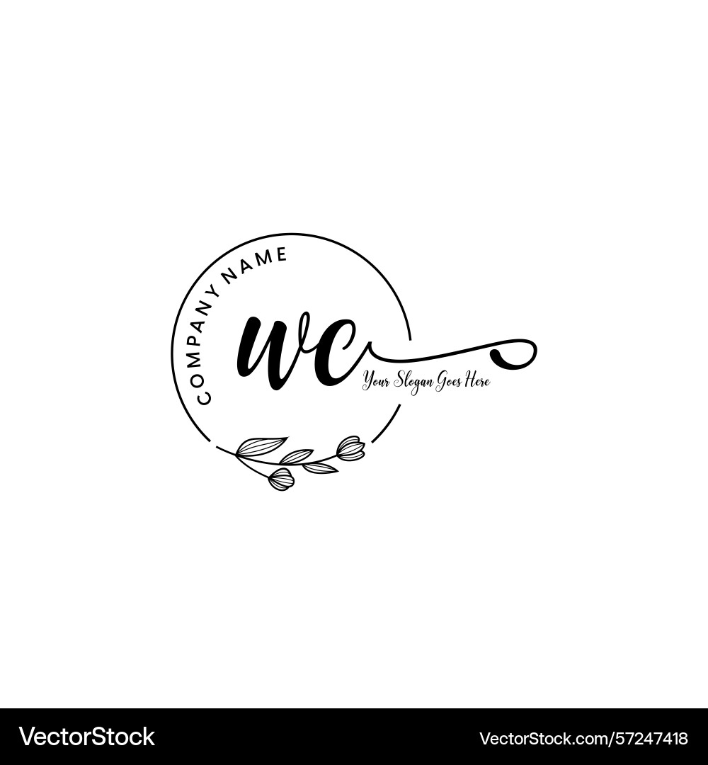 Elegant wc initial logo design with botanical Elegant wc initial logo design with botanical Vector Image
