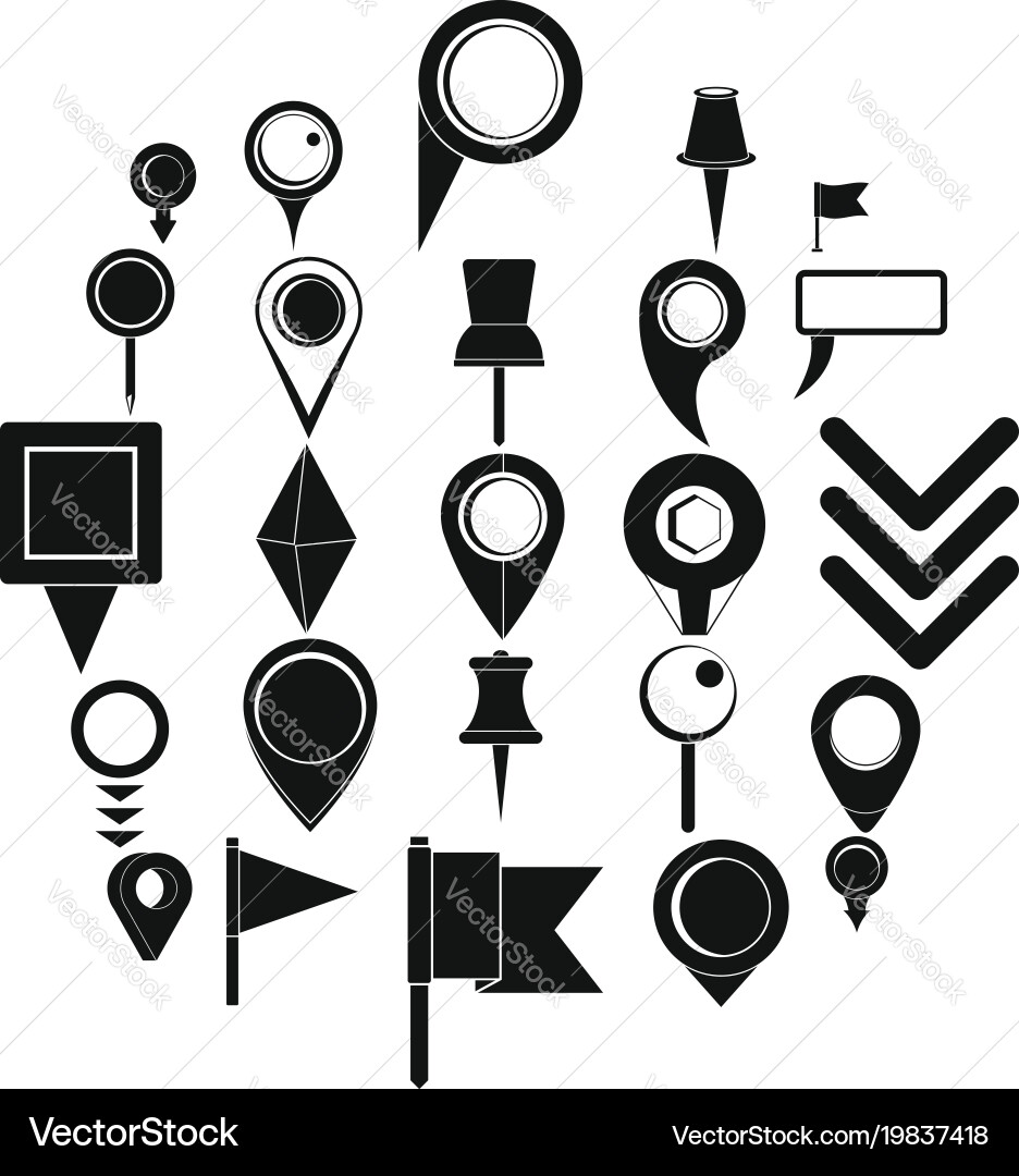 Map pointer icons set simple style vector image
