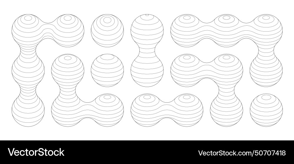 Metaball connected circles wireframe y2k shape Metaball connected circles wireframe y2k shape Vector Image