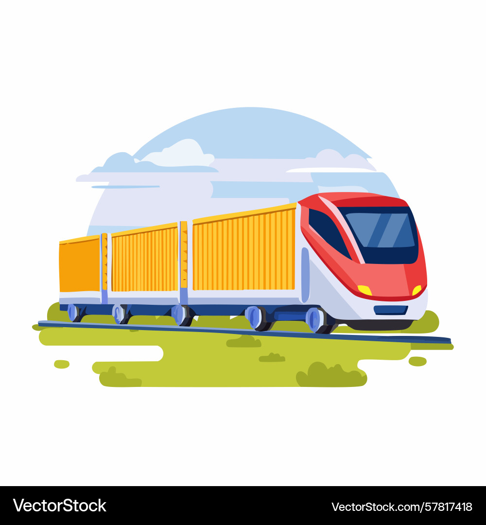 Modern train transporting cargo containers across Modern train transporting cargo containers across Vector Image