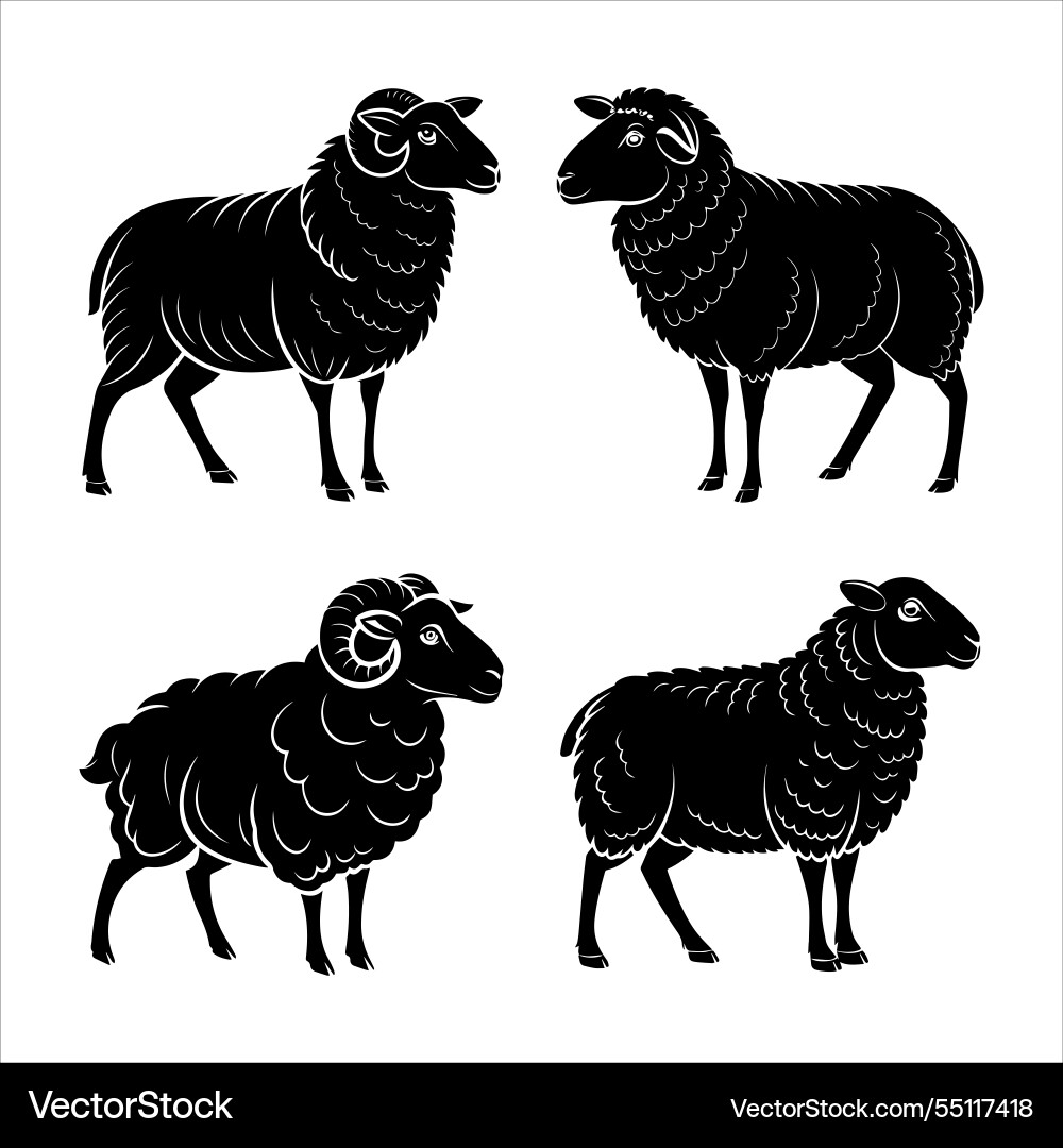 Sheep silhouette Royalty Free Vector Image - VectorStock