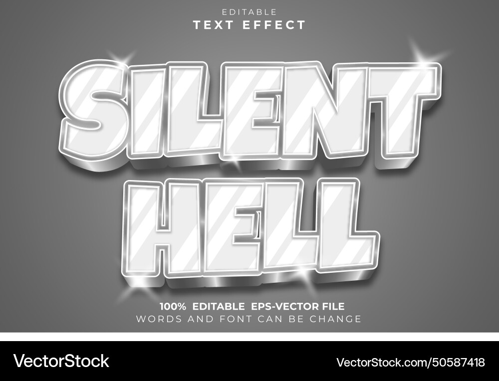 Silent hell editable text effect 3d modern style Vector Image