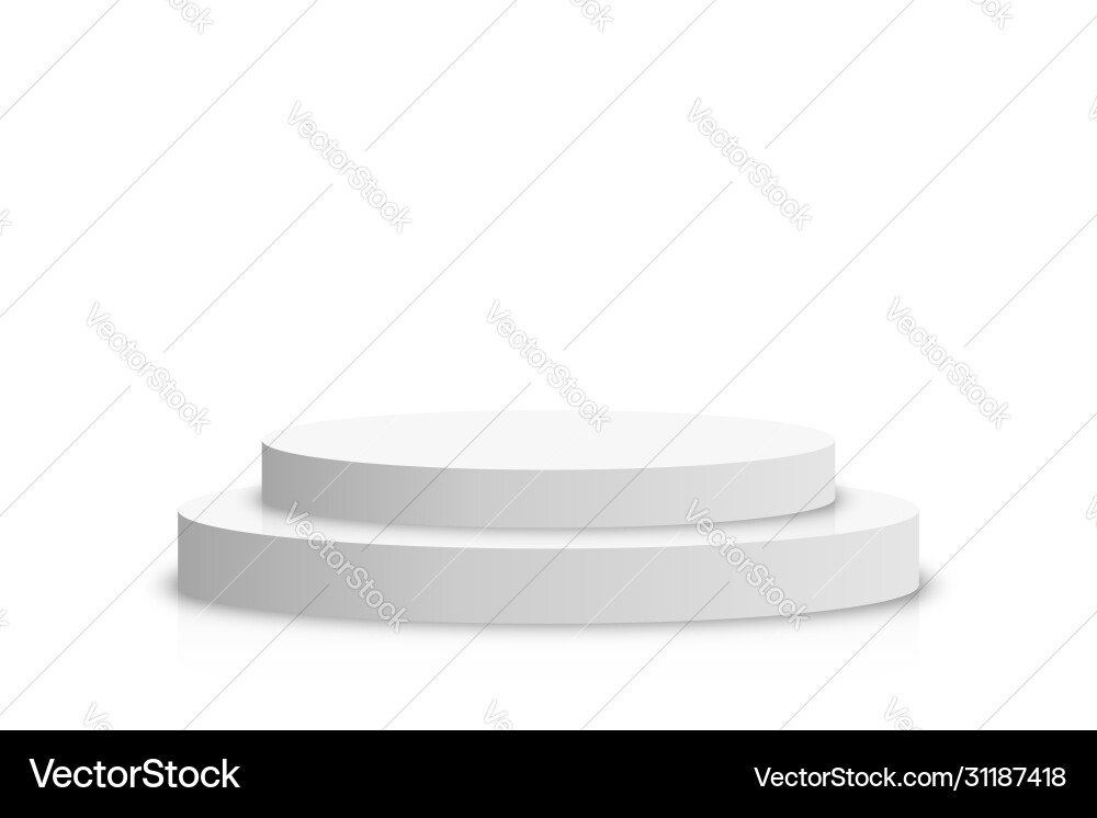 White 3d podium mockup in circle shape empty White 3d podium mockup in circle shape empty Vector Image