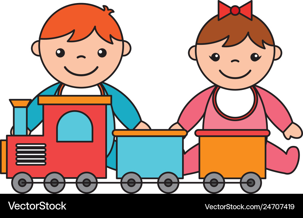 Baby Junge Mädchen Zug Kinderspielzeuge Baby Junge Mädchen Zug Kinderspielzeuge vektorbild