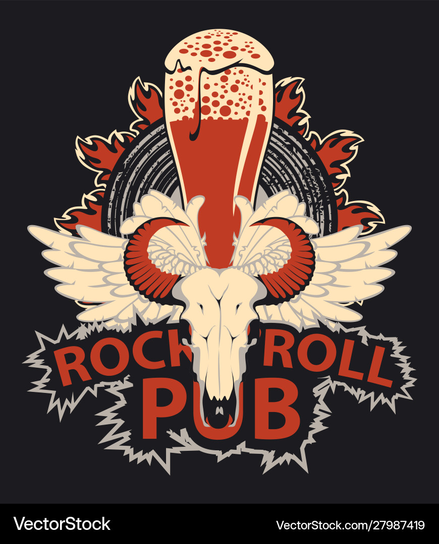 Banner for rock and roll music pub vector image