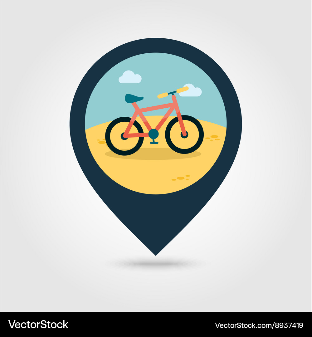 Bike Map Icon - Travel & Vacation Vector Image