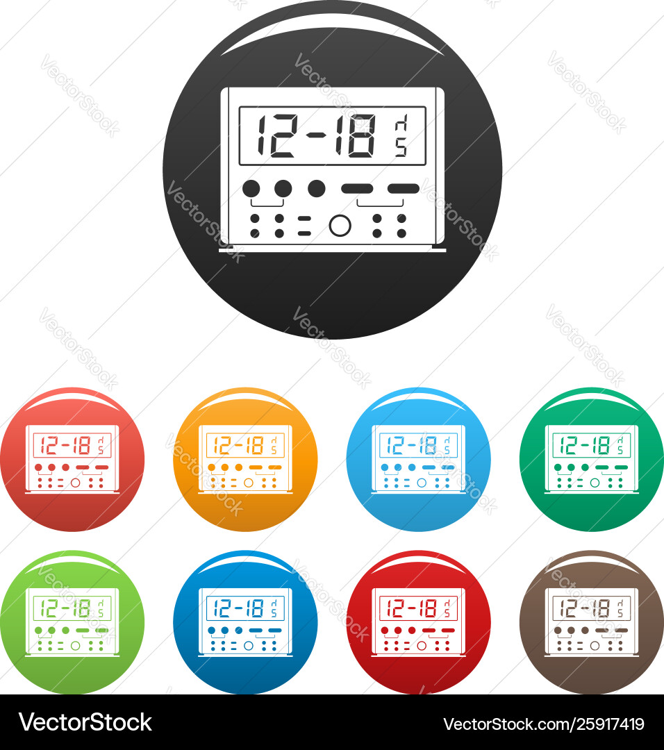 Digital clock icons set color Digital clock icons set color vector image