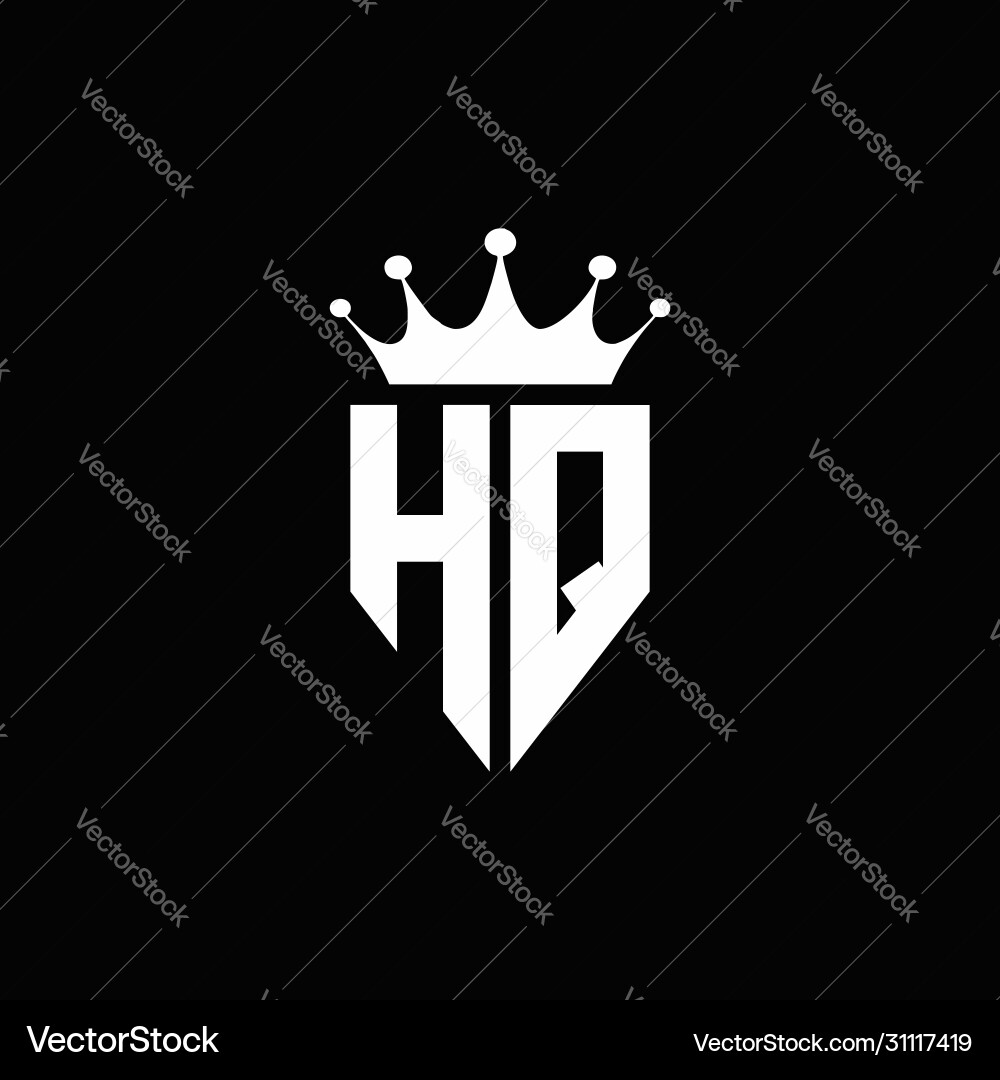 HQ Monogram Logo - Crown Shape Vector Image