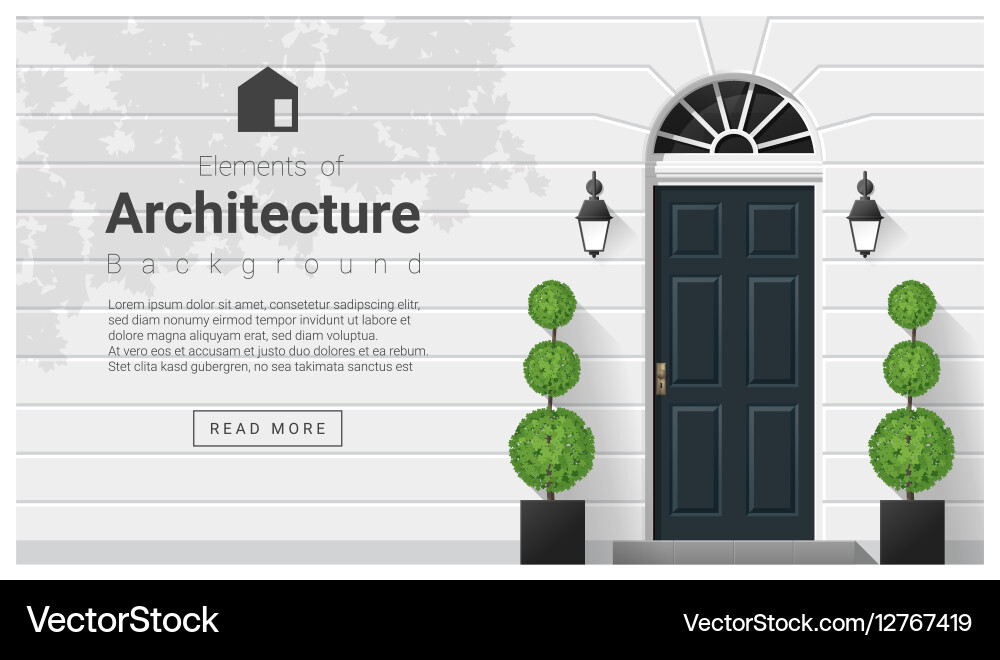 Modern Front Door Architecture Background Vector Image