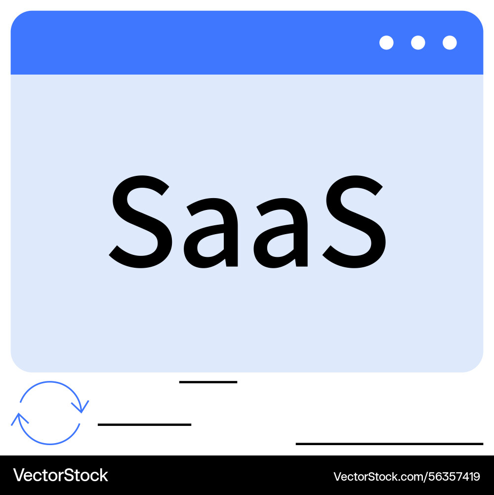 Saas concept window interface with rotating sync vector image