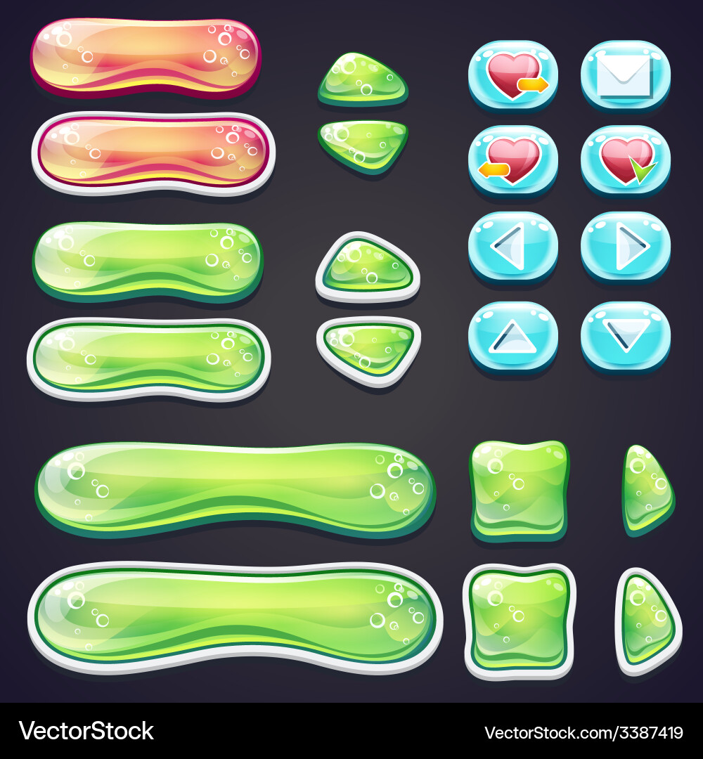 Set of beautiful glossy buttons for gaming and web Vector Image
