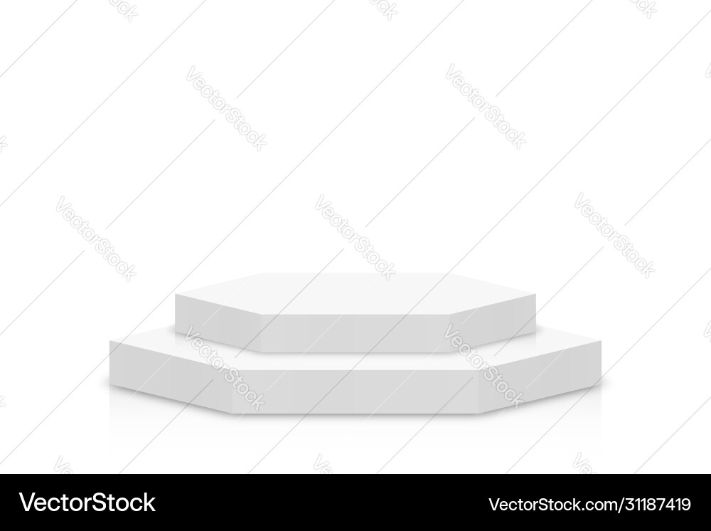 White 3d podium mockup in hexagon shape empty White 3d podium mockup in hexagon shape empty vector image