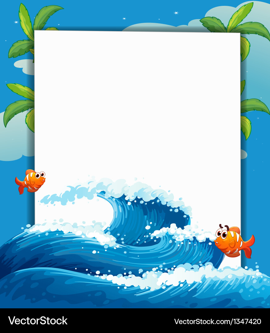 An empty signboard with two small fishes vector image