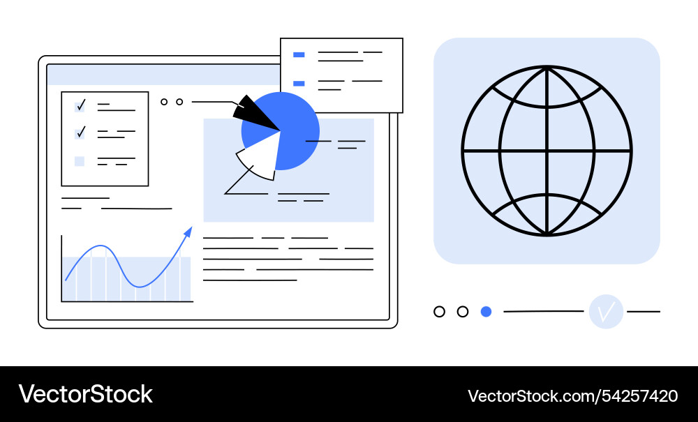 Digital data analysis with bar graph pie charts Digital data analysis with bar graph pie charts vector image