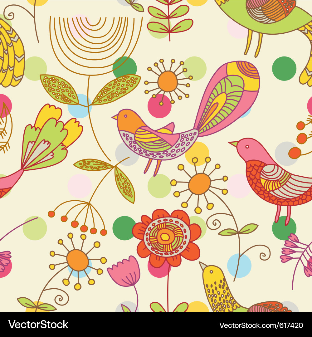 Floral Birds Pattern vector image