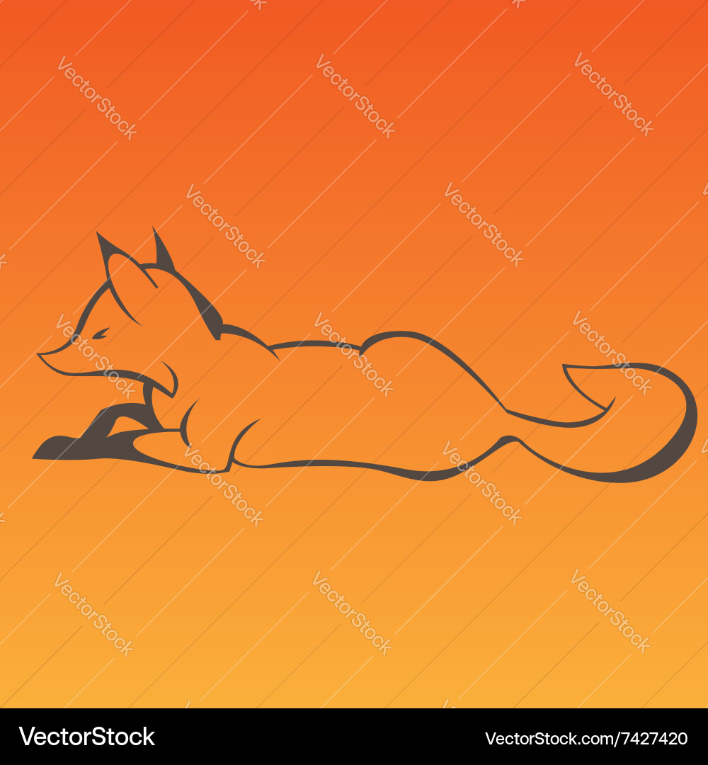 Fox sign in curve lines vector image