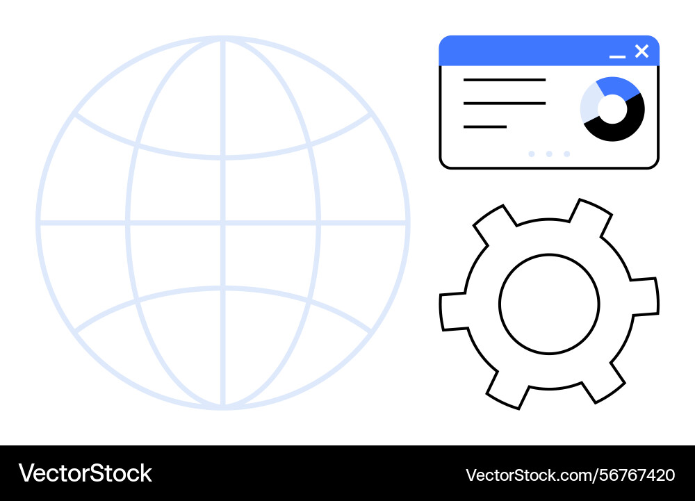 Globales Netzwerk mit Datenvisualisierungsfenster Globales Netzwerk mit Datenvisualisierungsfenster vektorbild