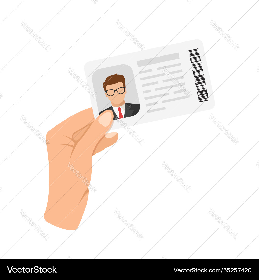Hand holding driver license icon in flat style Hand holding driver license icon in flat style vector image