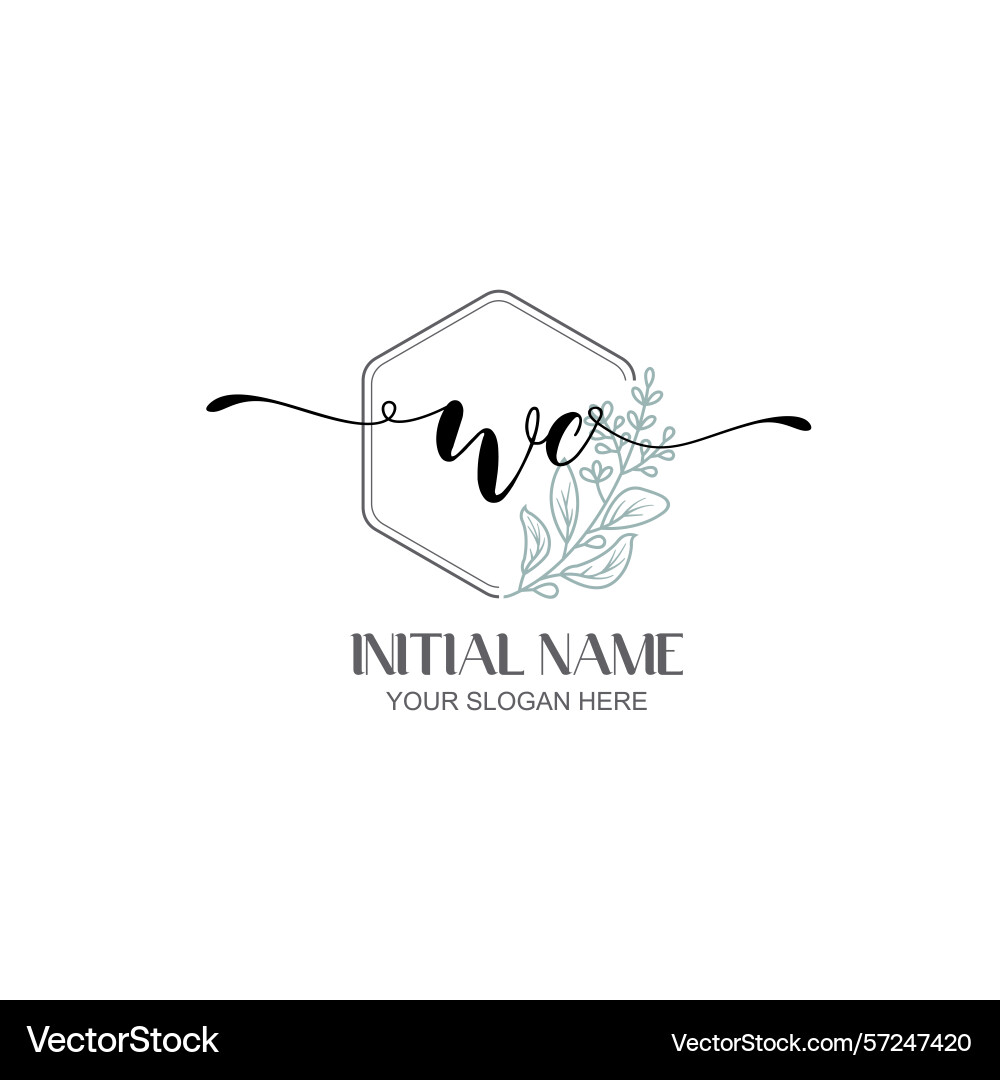 Modern botanical wc initial logo collection Vector Image
