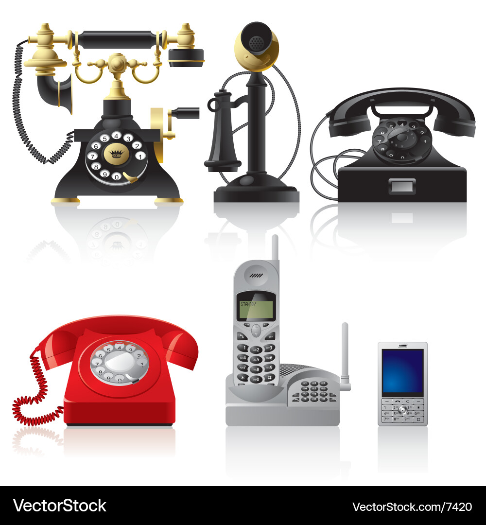 Retro Telephone Set Royalty Free Vector Image - VectorStock