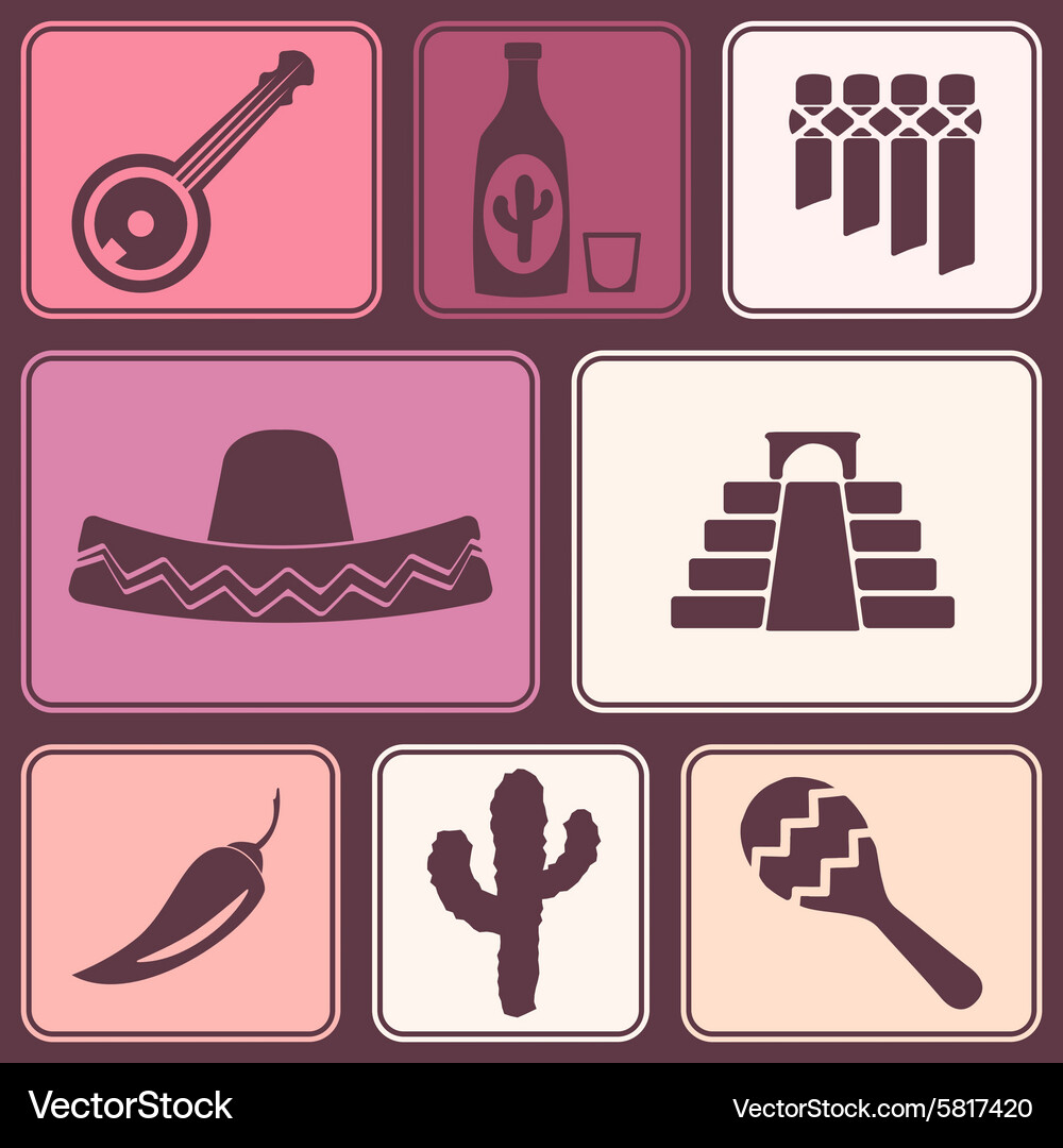 Seamless background with symbols of mexico Vector Image