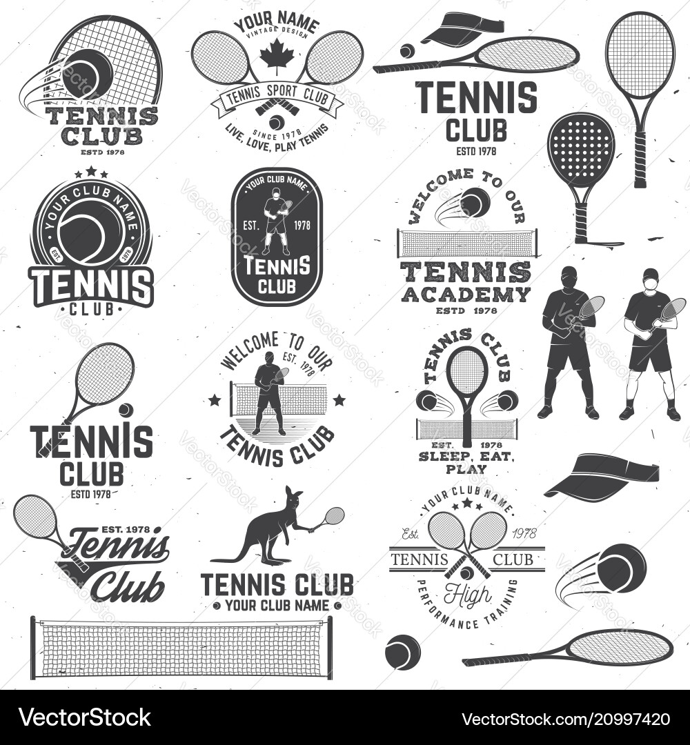 Set of tennis club badges with design element Set of tennis club badges with design element vector image