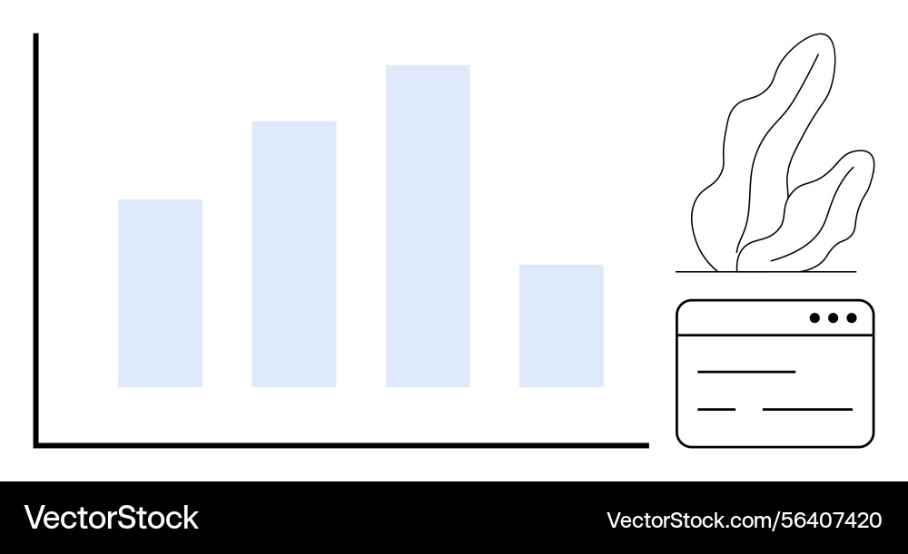 Simplified bar chart with browser window Simplified bar chart with browser window vector image