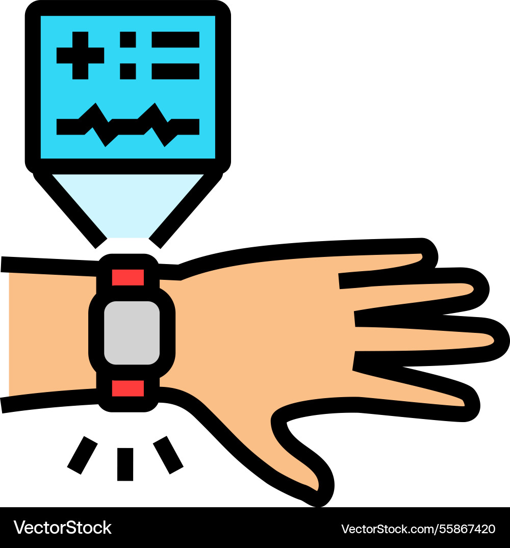 Smart wearable device with health metrics color Smart wearable device with health metrics color Vector Image
