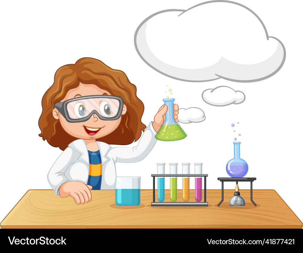 A scientist experiment with speech bubble A scientist experiment with speech bubble Vector Image