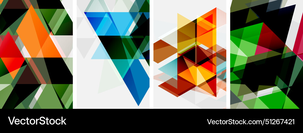 Colorful bright triangles with various colors and Vector Image