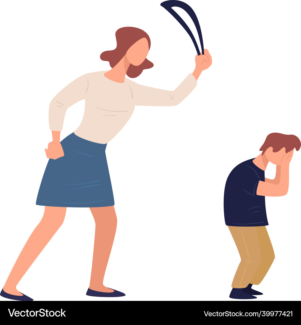 Family violence and problems mother beating son Family violence and problems mother beating son vector image