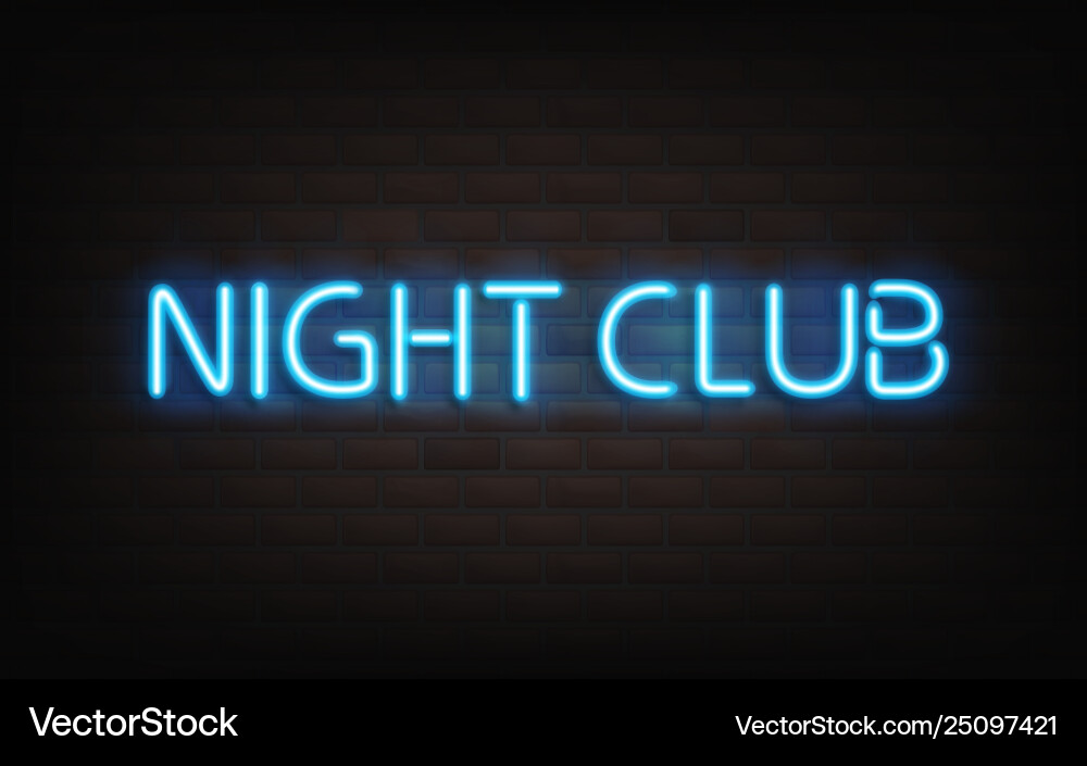 Nachtclub blau Neon Schrift auf dunkler Ziegelwand Nachtclub blau Neon Schrift auf dunkler Ziegelwand vektorbild